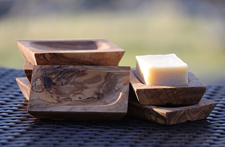 Olive Wood Soap Dish Rectangular Scooped