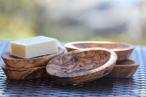 Olive Wood Soap Dish Scooped Oval